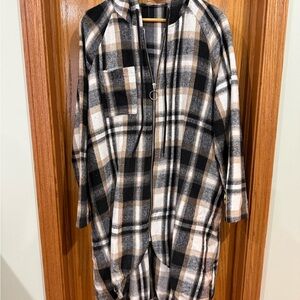 Plaid Zip-Up Shacket Size XL